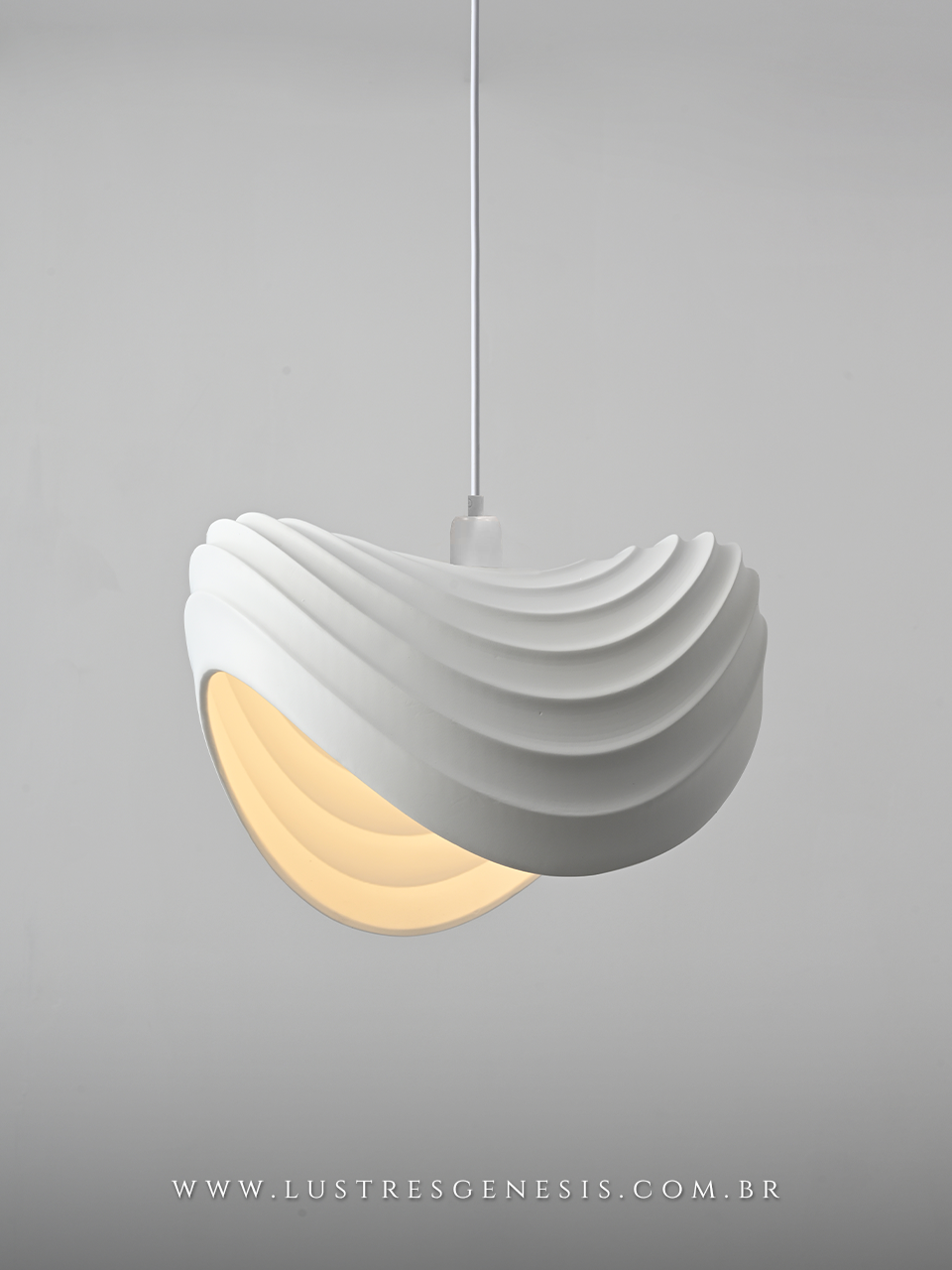 Lustre Pendente Contemporaneo DCD02675 Branco Resina E27 38x36cm, Banheiro, Lavabo, Bancada de Cozinha, Cabeceira